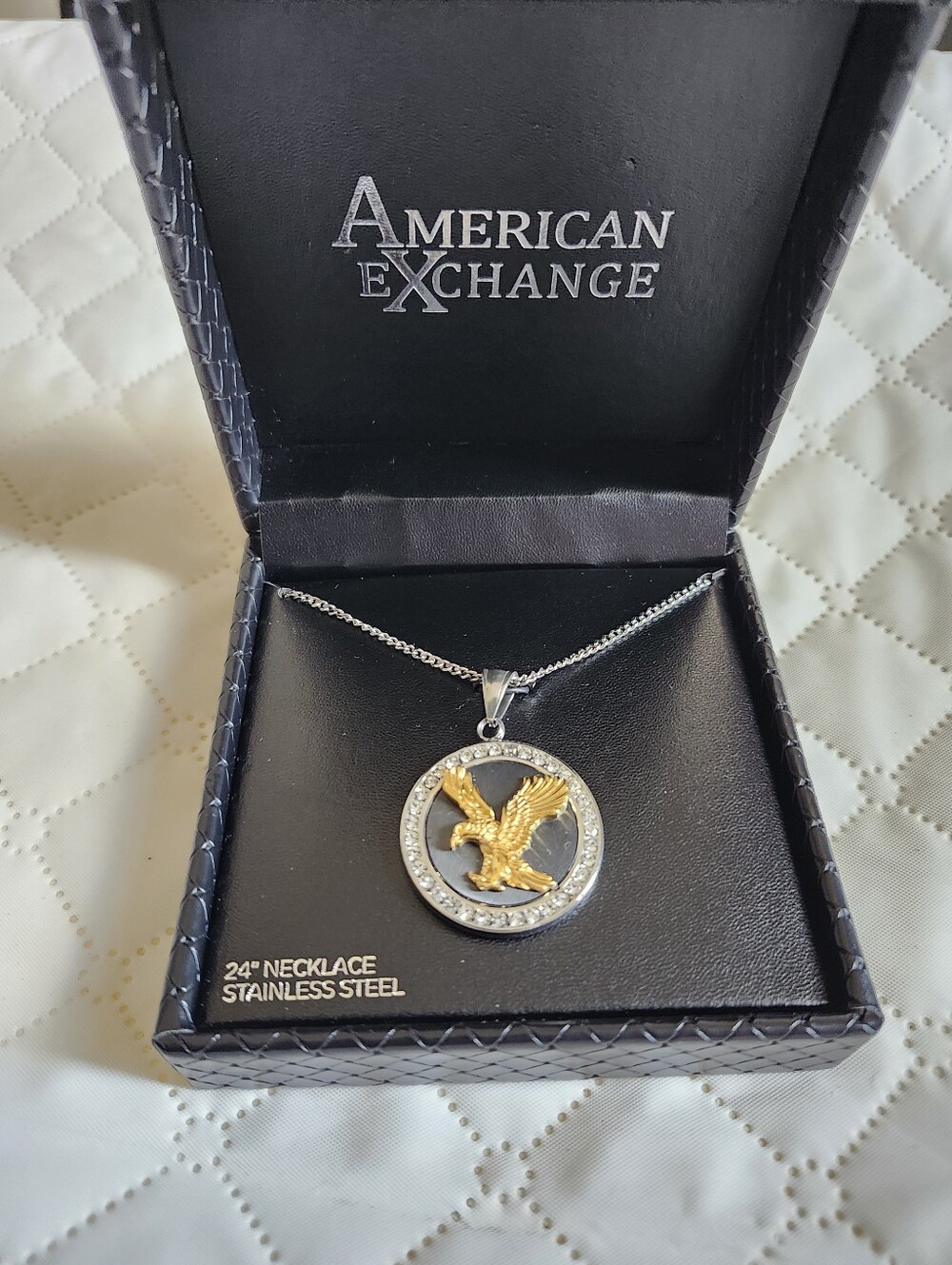 American Exchange Two-Tone Eagle Pendant Necklace - Gold & Silver
